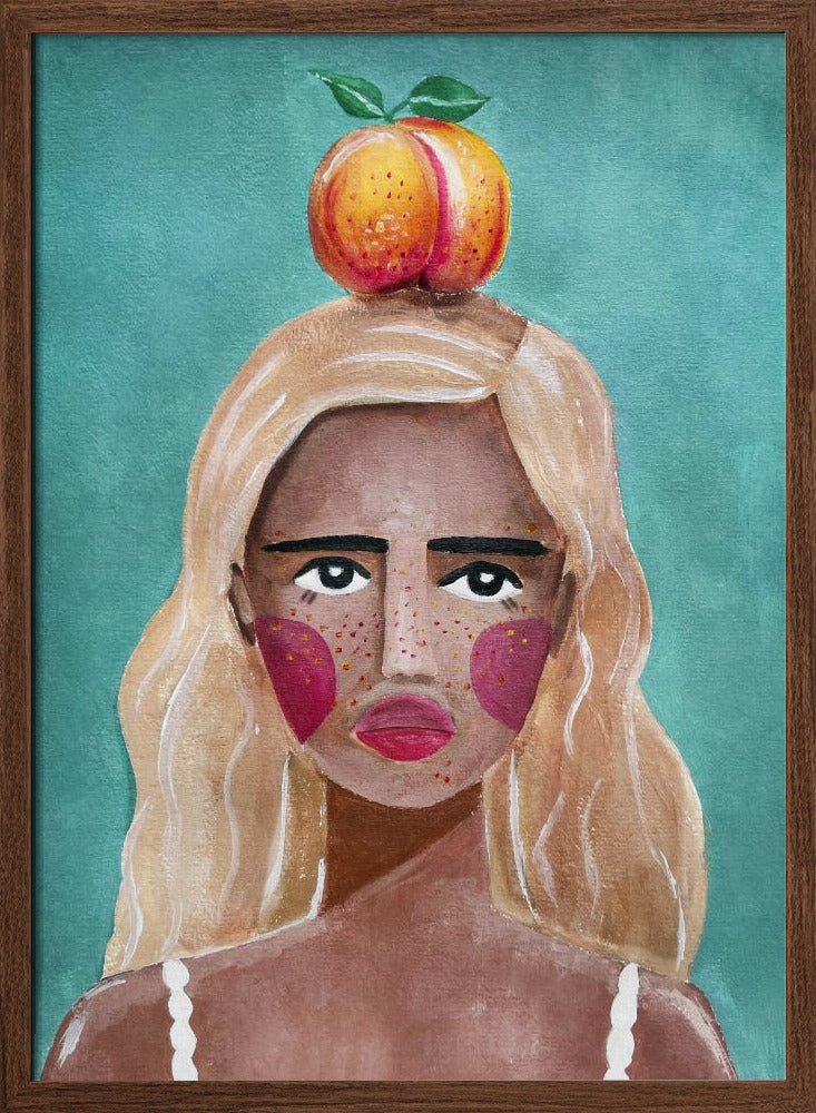 Woman With Peach Poster