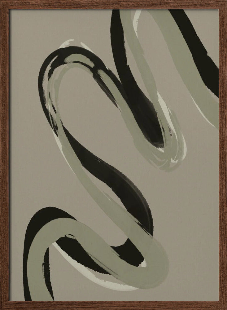 Green Black Strokes No 1 Poster