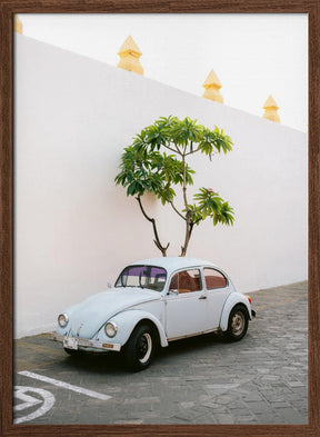 Pastel Volskwagen Beetle in the streets of Oaxaca Mexico Poster