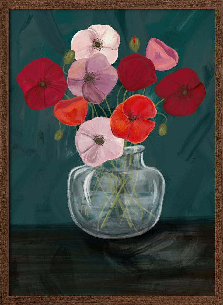 Vase with poppys Poster