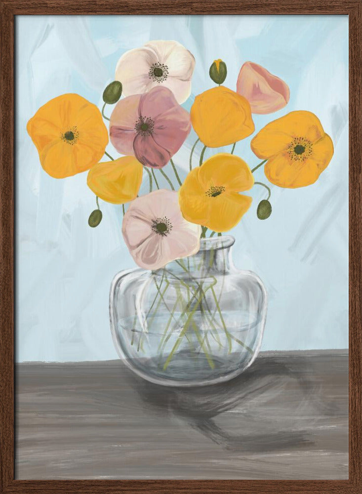 Vase with poppys Poster