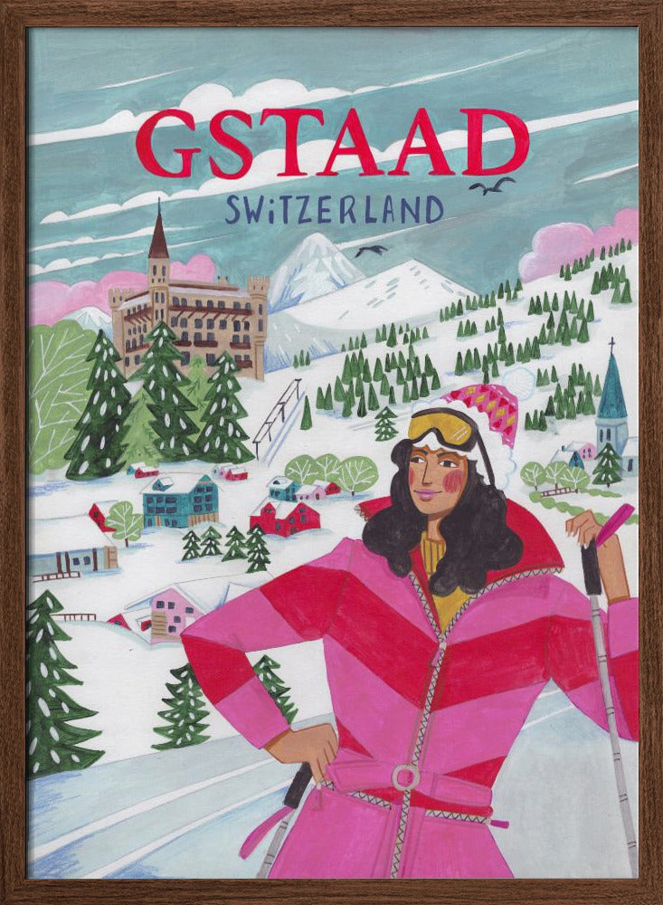 Travel Poster Woman in Gstaad, Switzerland Poster