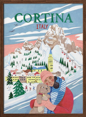 Travel Poster Woman in Cortina, Italy Poster