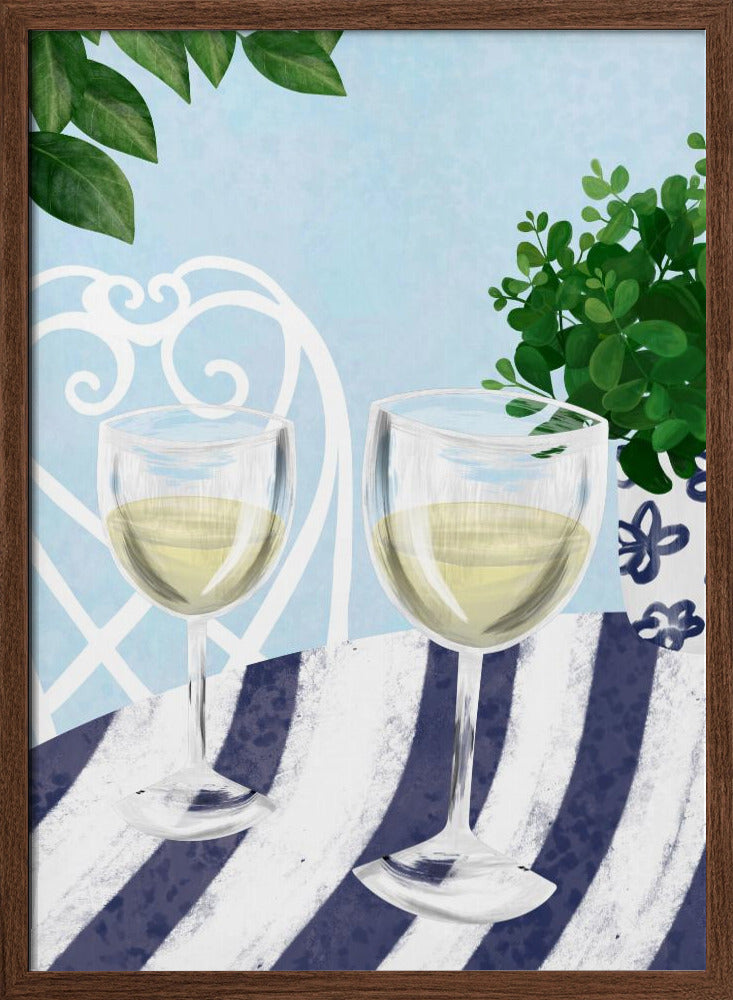 White wine under the tree Poster