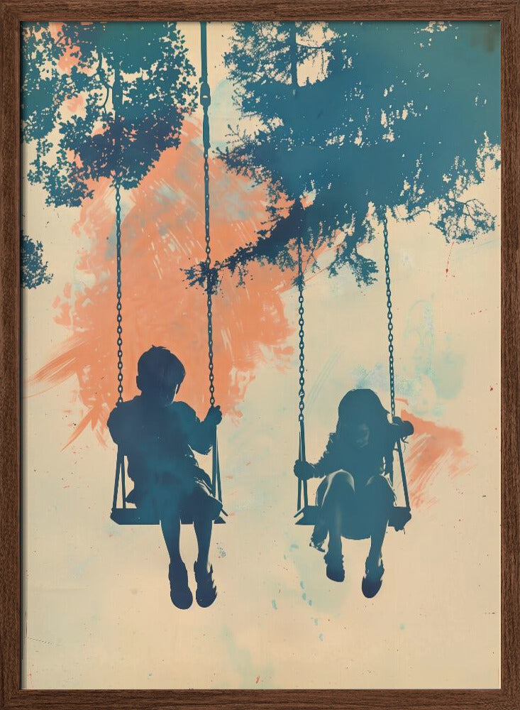 Kids On Swings Poster