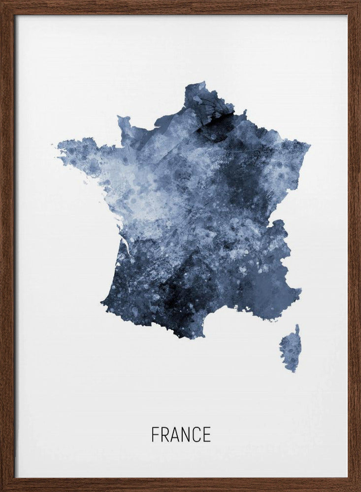 France Watercolor Map Poster