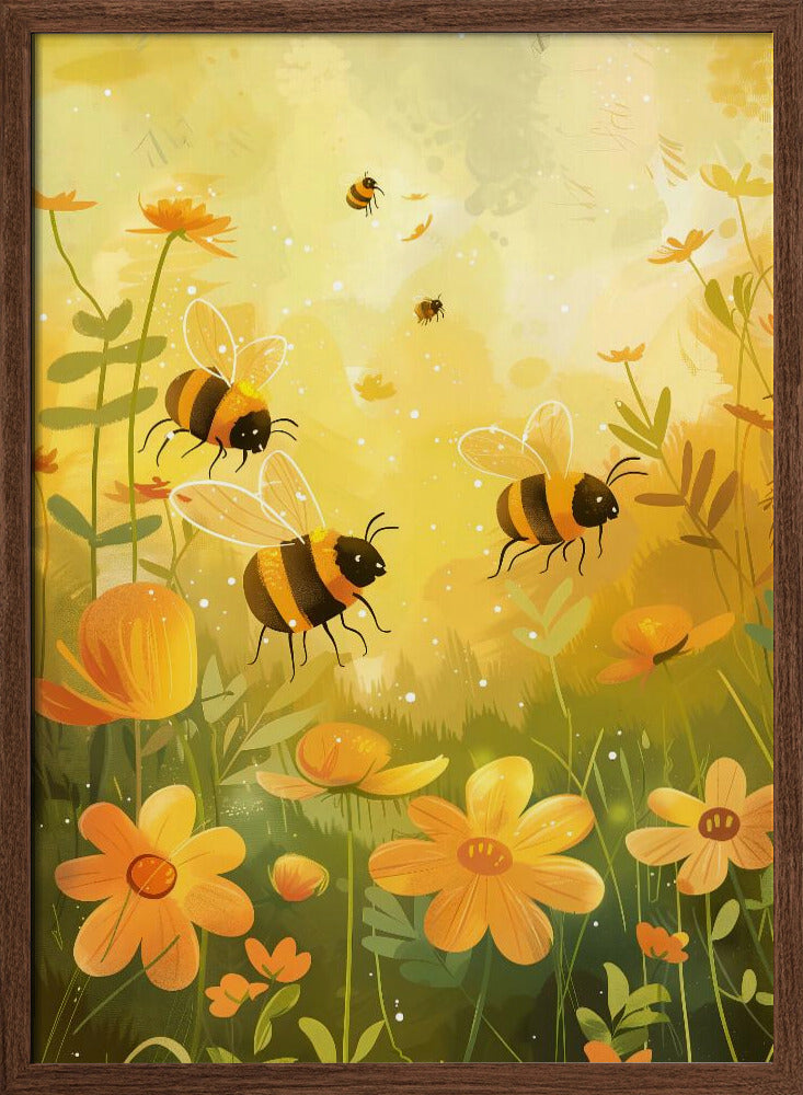 Bees and Flowers Poster