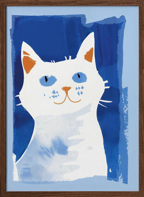 Cat In Blue Poster