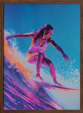 Surfing Woman Poster