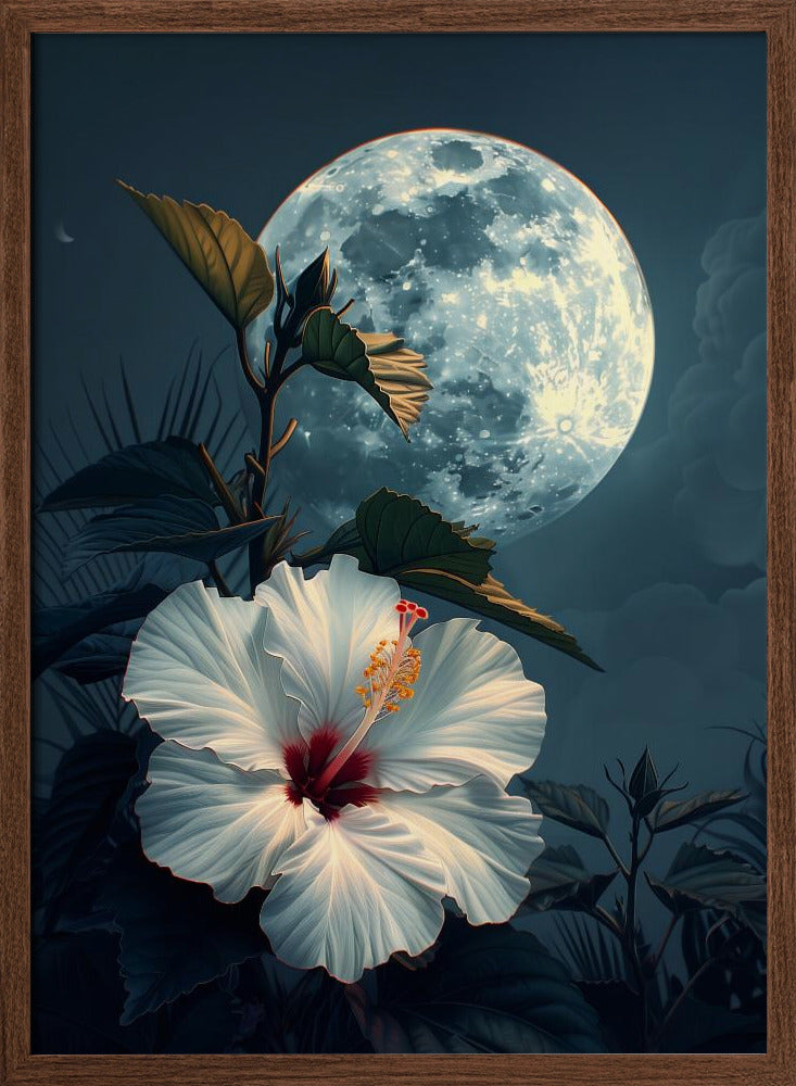 Hibiscus and the Moon Poster