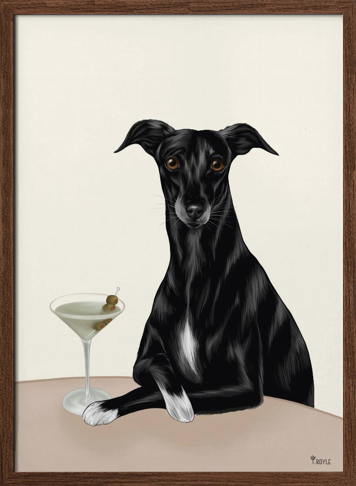 Classy Greyhound with Martini Poster