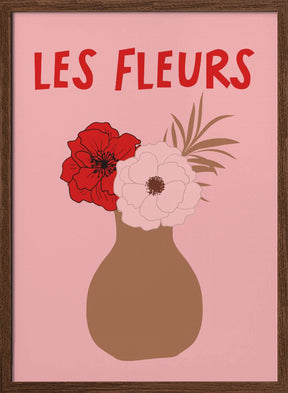 Les Fleurs Pink and Red Poster