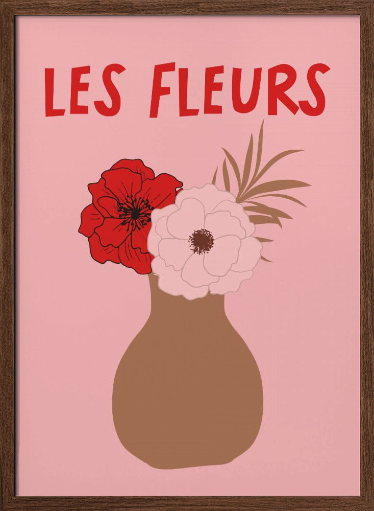 Les Fleurs Pink and Red Poster