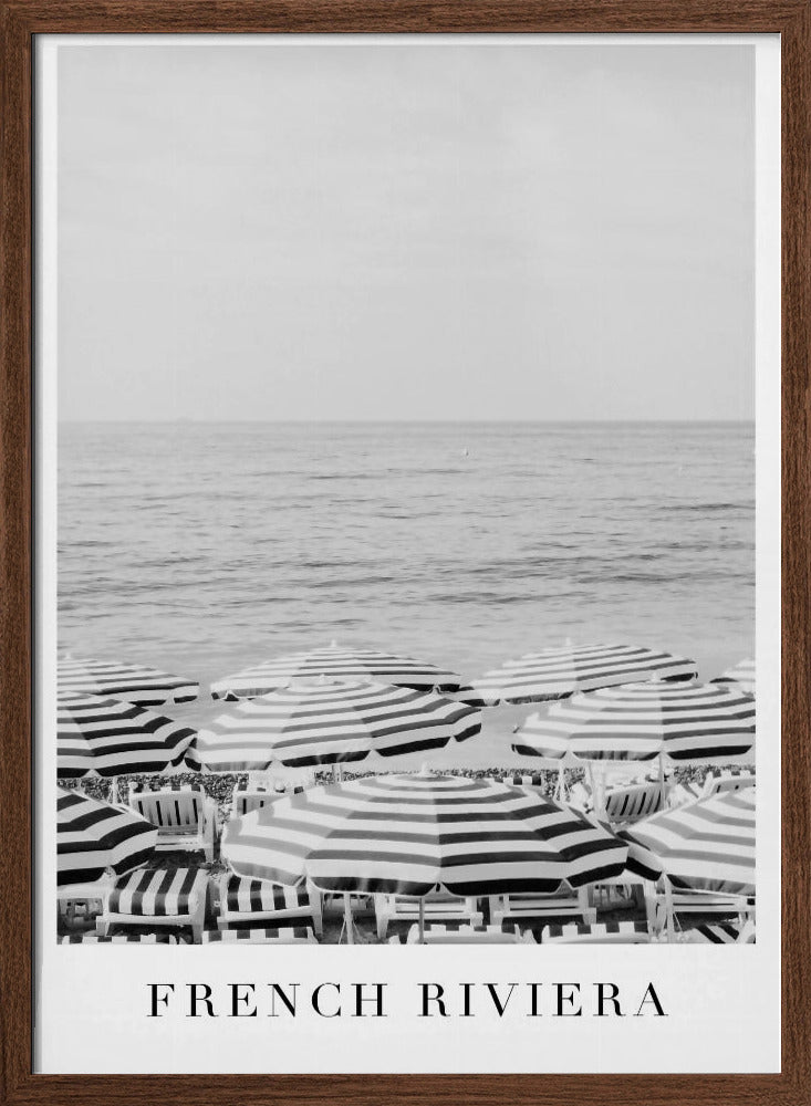 French Riviera Travel In Black and White Poster