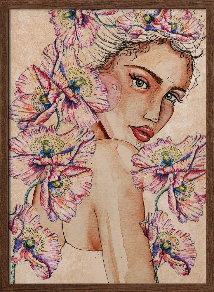 Woman wih Poppies Poster