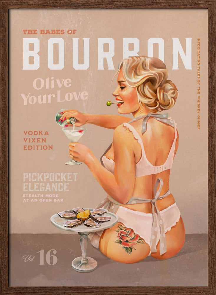 Bourbon Babe Vol 16 Vintage Vodka Martini Pin Up Girl Poster