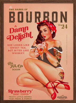 Bourbon Babes Vol 22 Vintage Pinup Girl Drinking A Cocktail Poster