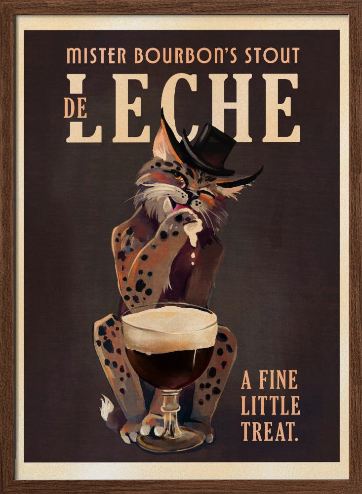 Bourbon De Leche Guinness Style Cat Art Poster