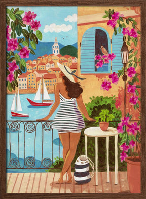 Travel poster woman in Saint-Tropez, France Poster