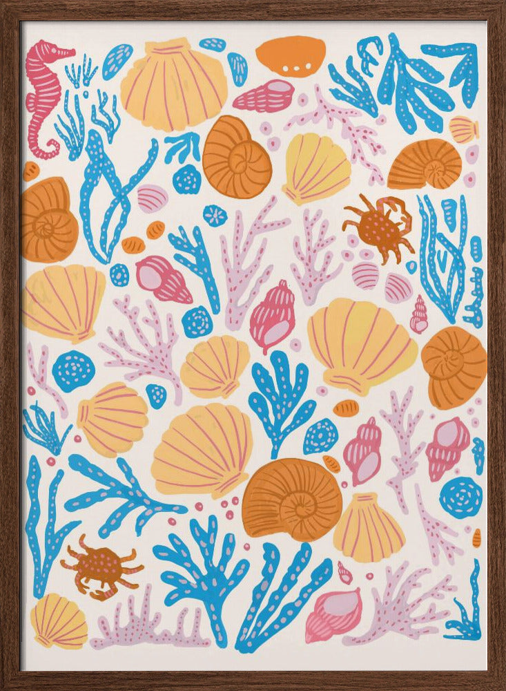 Sea Critters Color On White Poster