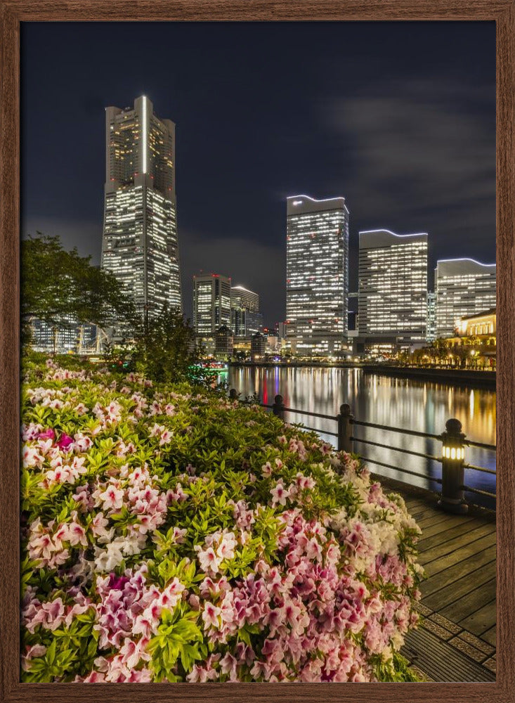 Picturesque Yokohama skyline at night Poster