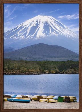 Picturesque Lake Shoji with striking Mount Fuji Poster