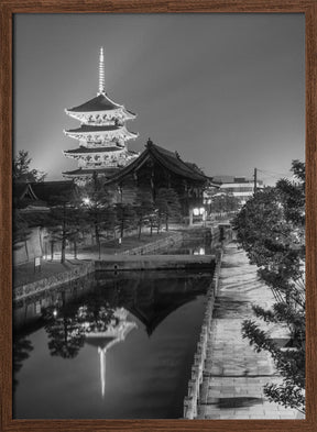 Charming impression of To-ji in the evening - monochrome Poster