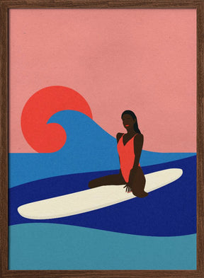 Girl On a Surfboard Poster