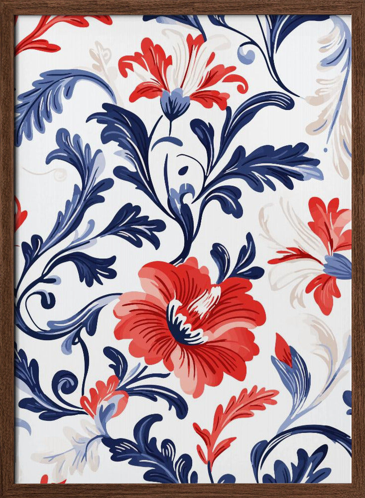 Floral In Blue and Red Poster