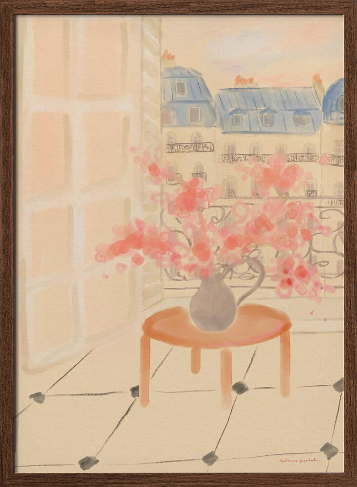 Cherry Blossoms In Parisian Apartment Poster