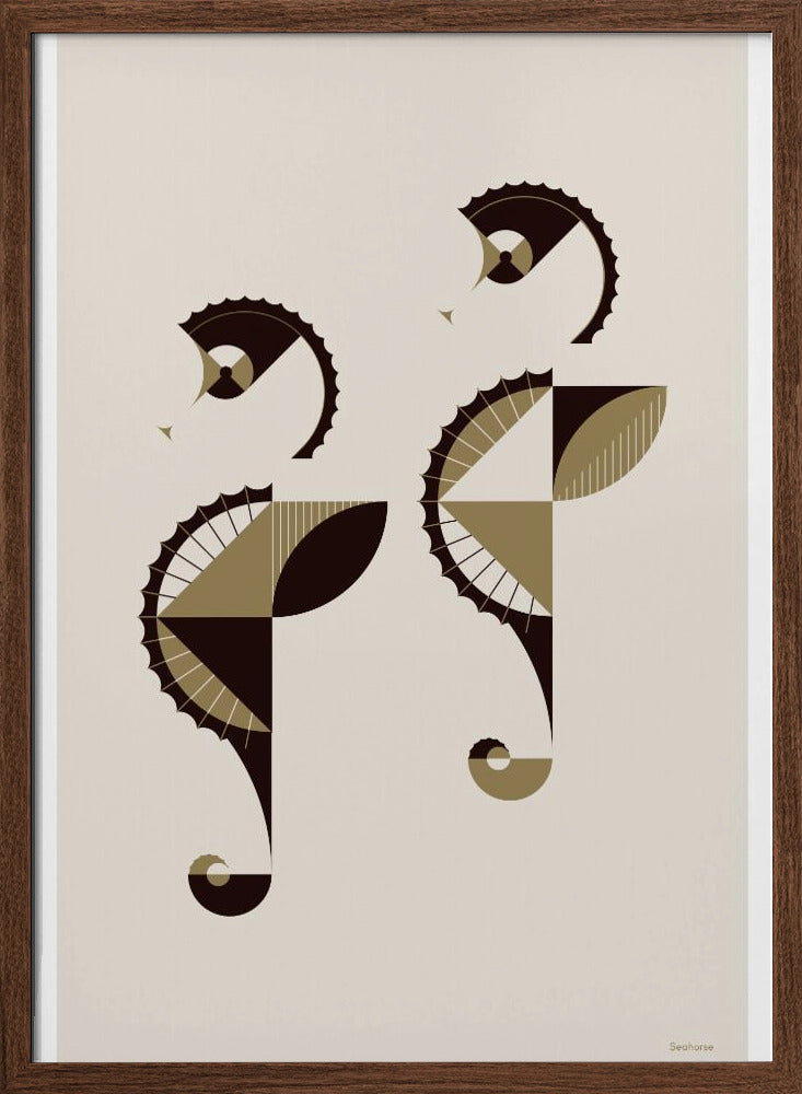 Golden Animals - Seahorses (white Poster