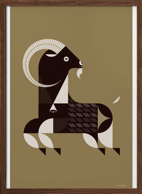 Golden Animals - Kri Kri Goat (Gold) Poster