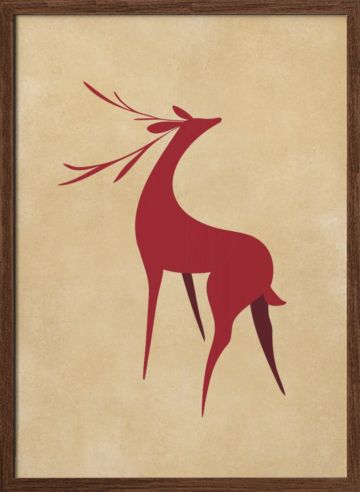 Stylized retro deer red/tan Poster