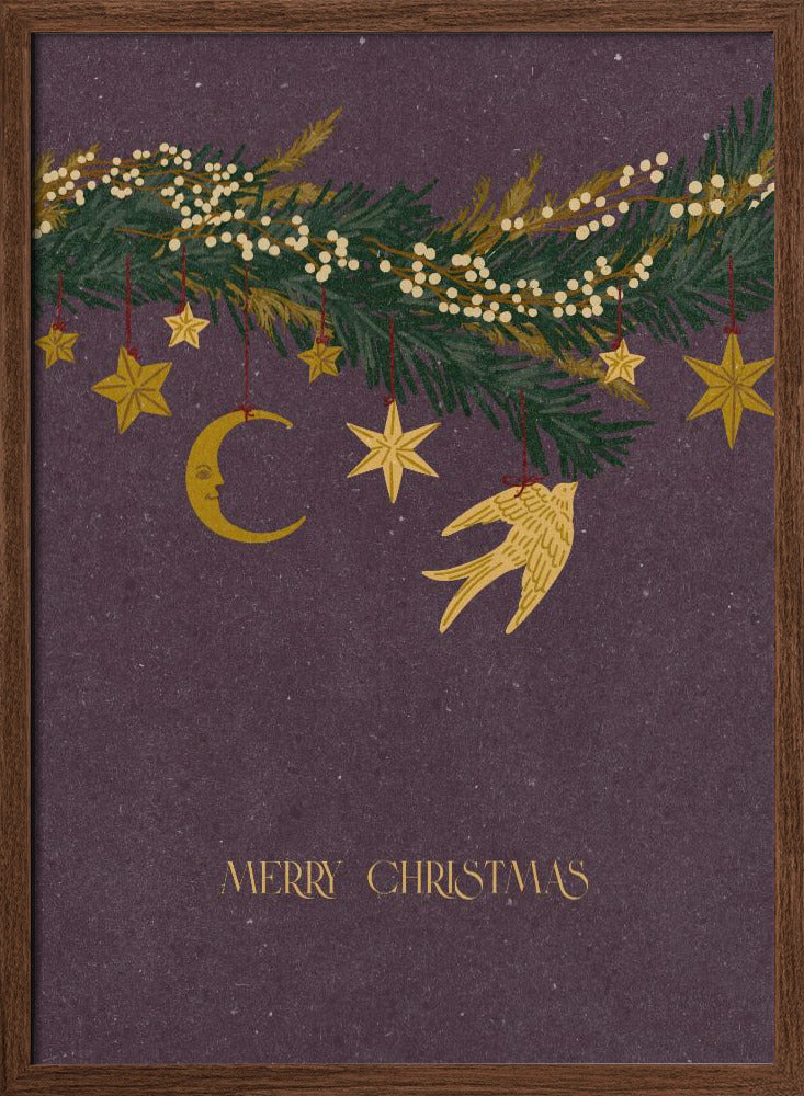 Christmas vintage toys on Christmas tree branches Poster