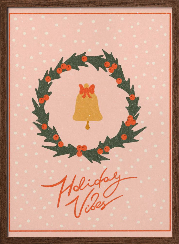 Christmas wreath with bell and bow Poster