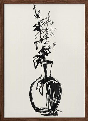 Leaves in a vase ink sketch Poster