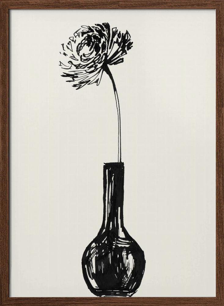 Flower in a vase ink sketch Poster