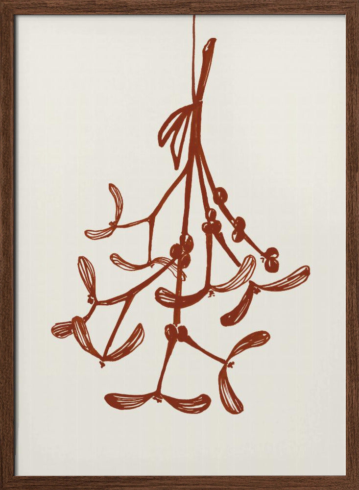 Mistletoe ink sketch (red) Poster