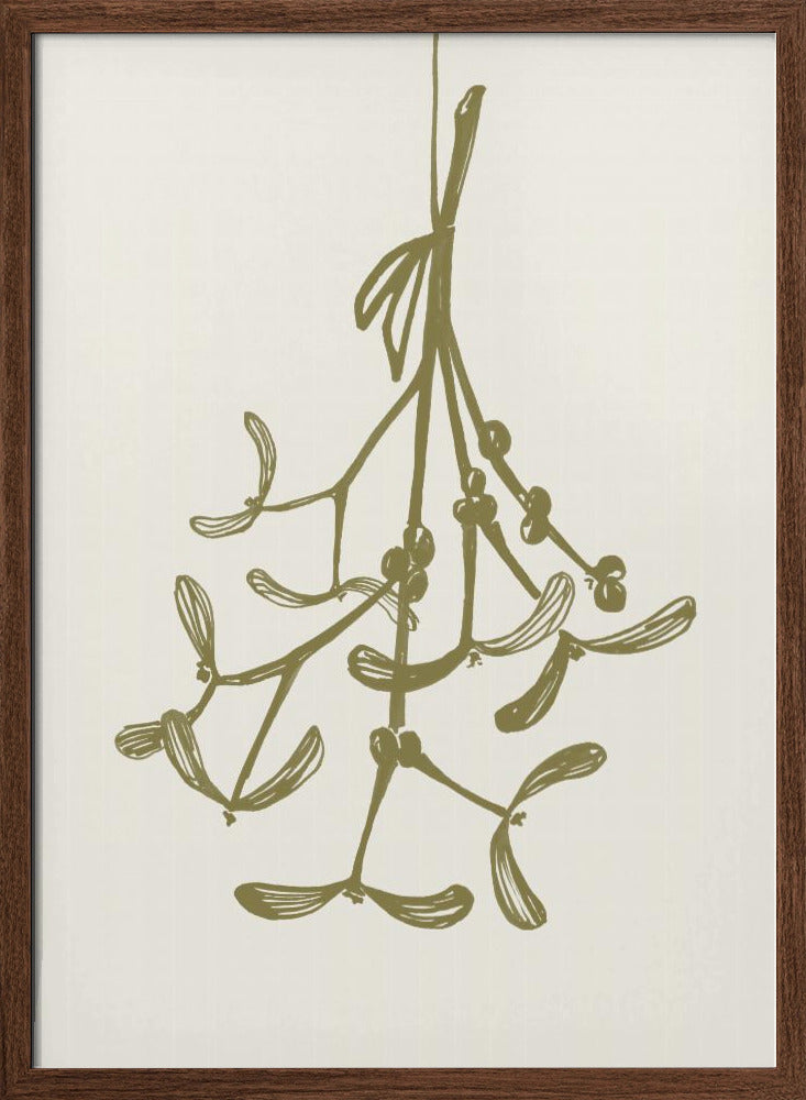 Mistletoe ink sketch (olive green) Poster