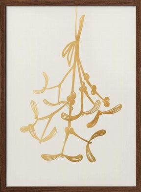 Mistletoe ink sketch (gold) Poster