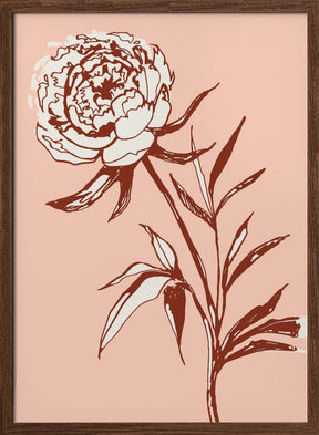 Loose peony ink sketch (pink) Poster