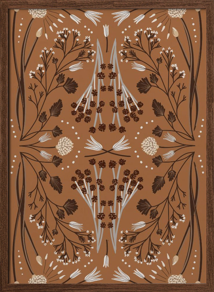 Folk Mirrored Botanicals - Earth Tones Poster