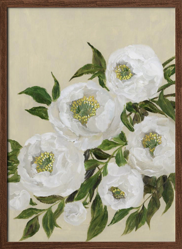 Evadne peonies in beige Poster