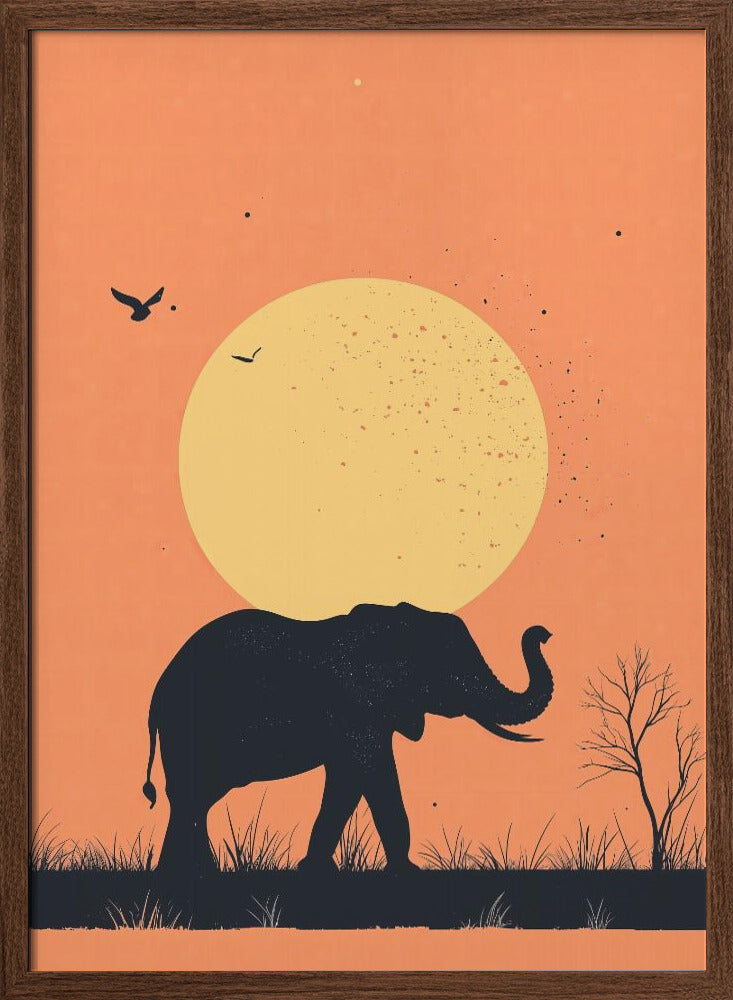 Elephant On the Savannah Poster