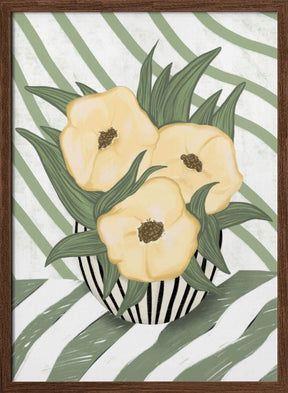 Yellow poppies in vase Poster