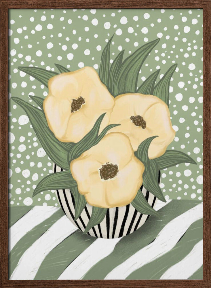 Yellow poppies in vase Poster