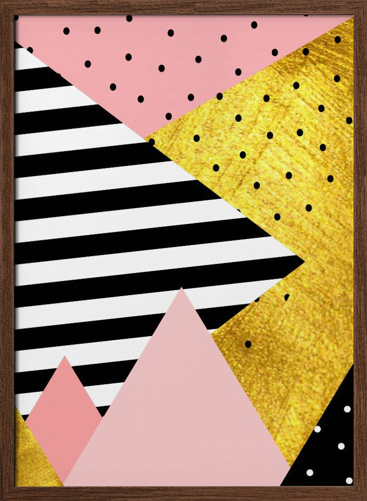 Gold Abstract Pink - Modern Geometric Poster