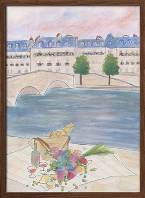 Paris Picnic At the Seine Poster