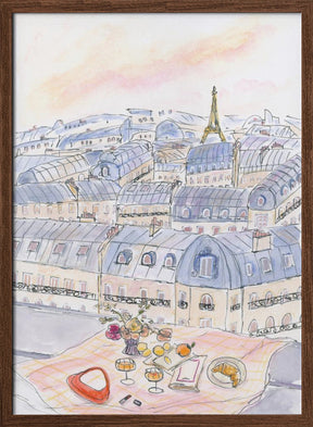 Parisian Rooftop Picnic With Eiffel Tower Views Poster