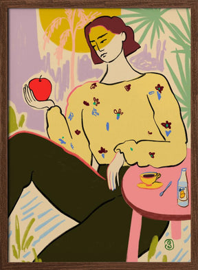 Woman With Apple Poster